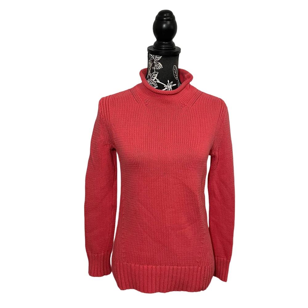 J. Crew Always Women's 1988 Rollneck Sweater Knit Cotton Blend Coral Pink XS